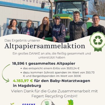 Ein Funken Hoffnung: Gemeinsam über 18 t Altapapier für den Baby-Notarztwagen in Magdeburg